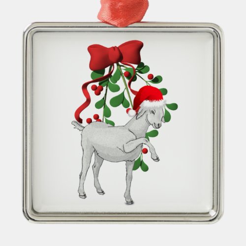 Mistletoe Goat Ornament