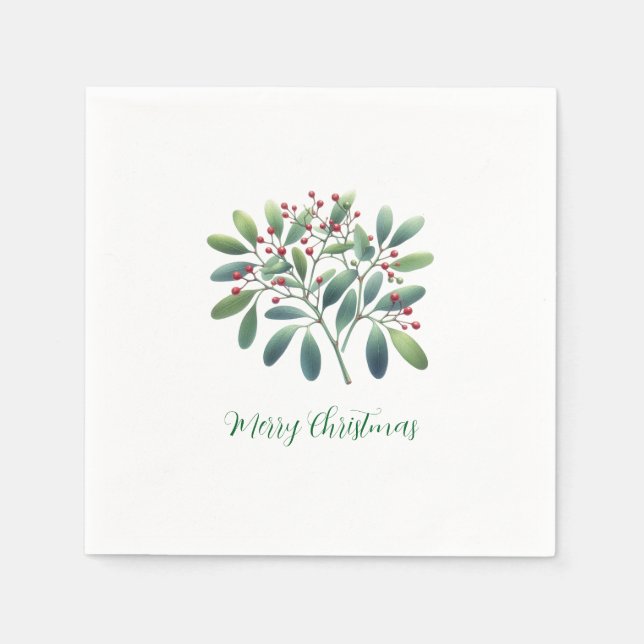Mistletoe Greenery Simplistic Decor  Napkins (Front)