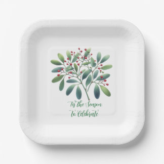 Mistletoe Greenery Simplistic Decor  Paper Plates