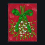 "Mistletoe Greetings." Postcard<br><div class="desc">"Mistletoe Greetings." Postcard is a Photoshop painting of Mistletoe wrapped with a green ribbon on a red background. I hope you enjoy it.

Thanks, 
Corbie Eva Crouse</div>