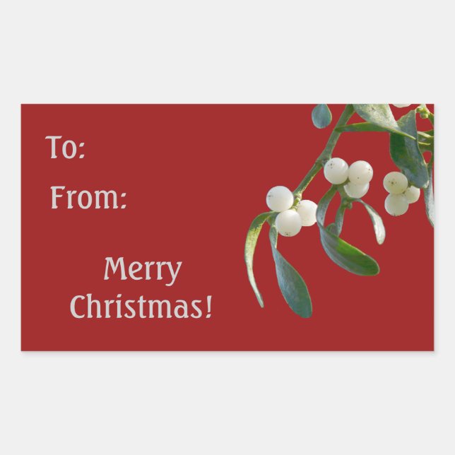 Mistletoe Holiday Gift Labels (Front)
