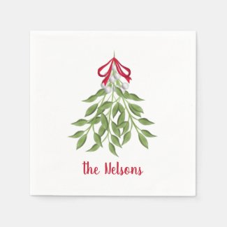 Mistletoe Holiday Paper Napkins
