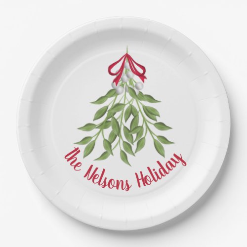 Mistletoe Holiday Paper Plates