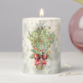 Mistletoe, Holly Bouquet Pillar Candle