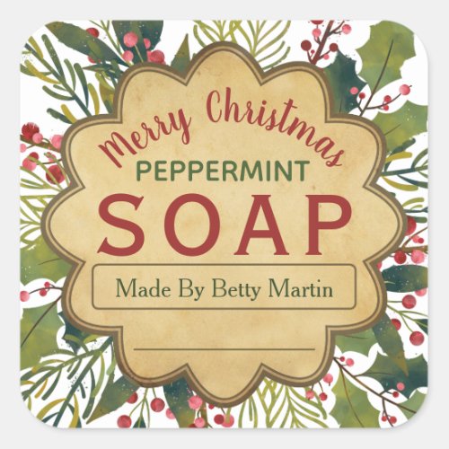 Mistletoe Holly Christmas Foliage Soap Labels