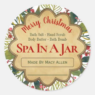 Mistletoe Holly Christmas Spa In A Jar Ideas Classic Round Sticker