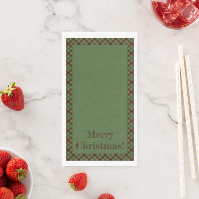 Mistletoe & Holly Plaid Paper Guest Towels (Insitu)