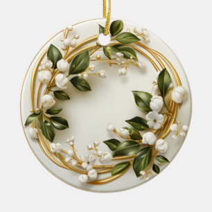 Mistletoe in a Victorian Garden Ceramic Ornament