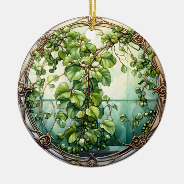 Mistletoe in a Victorian Garden Ceramic Ornament (Front)