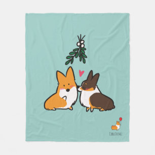 Mistletoe Kiss Corgi Blanket