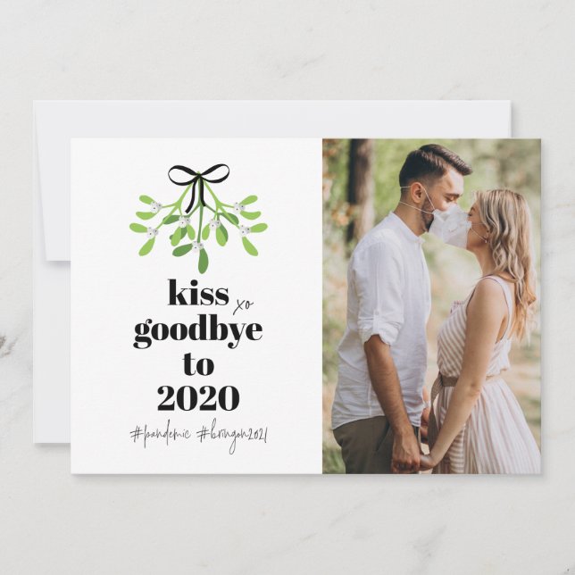 Mistletoe Kiss Goodbye to 2020 Do-Over Funny Humor Holiday Card (Front)