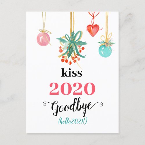 Mistletoe Kiss Goodbye to 2020 Do_over Funny Red Holiday Postcard