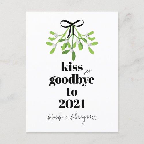 Mistletoe Kiss Goodbye to 2021 Do_Over Funny Humor Holiday Postcard