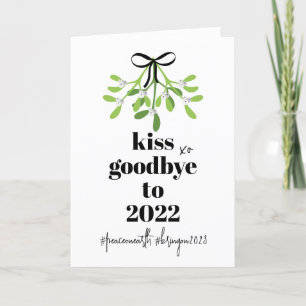 Mistletoe Kiss Goodbye to 2022 Do-Over Funny Humor Holiday Card