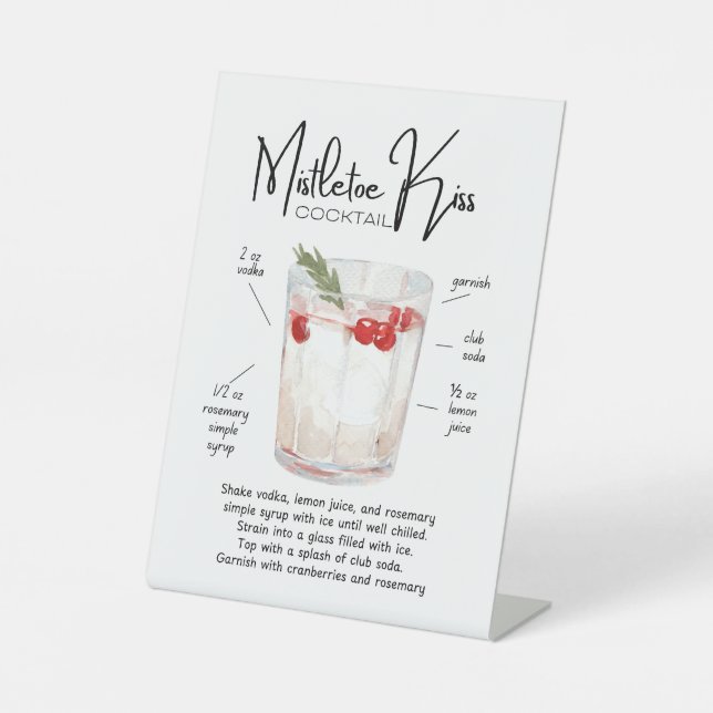 Mistletoe Kiss Holiday Cocktail Bar Sign (Front)