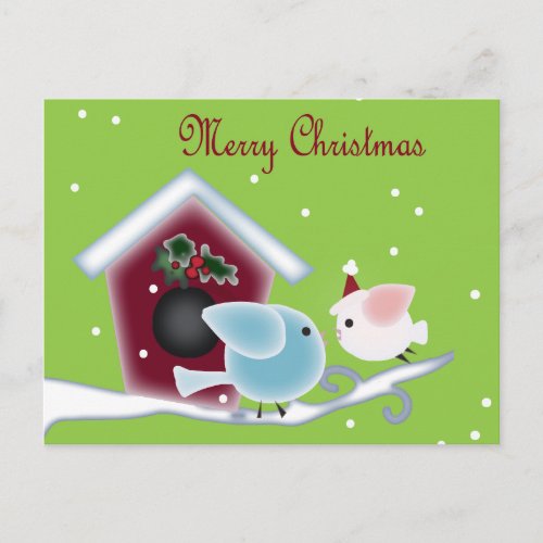 mistletoe Kiss Love Birds Our First Christmas Holiday Postcard