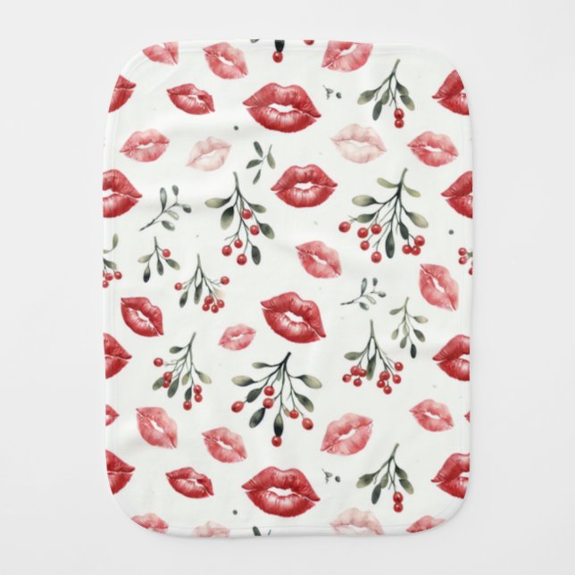 Mistletoe Kisses  Baby Burp Cloth (Front)