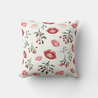 Mistletoe Kisses  Throw Pillow