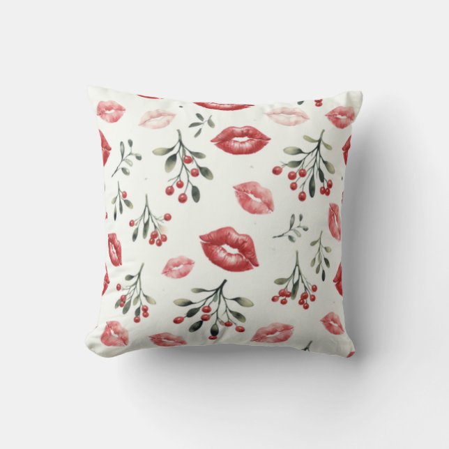 Mistletoe Kisses  Throw Pillow (Front)