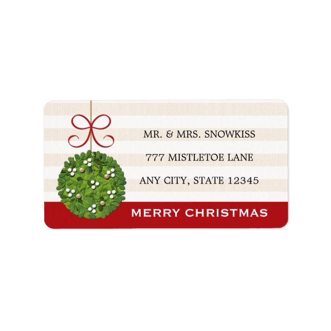 Mistletoe Kissing Ball Return Address Labels (Front)