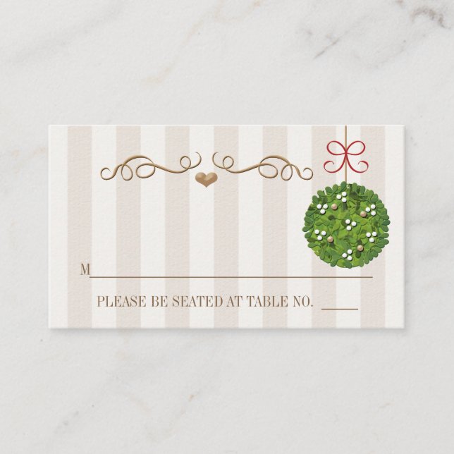 MISTLETOE KISSING BALL Seating Place Card (Front)