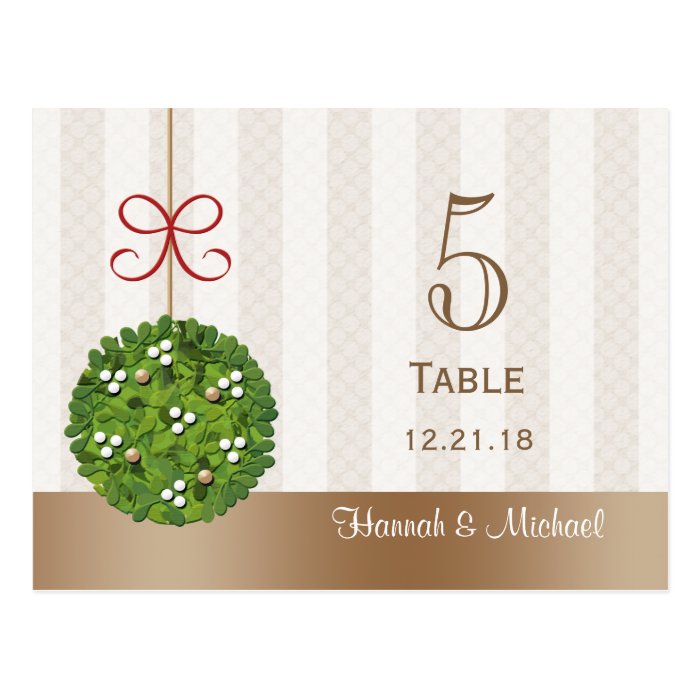 MISTLETOE KISSING BALL WEDDING TABLE NUMBER CARD POSTCARDS