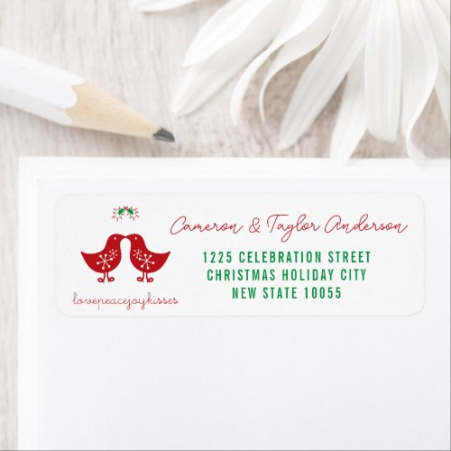 Mistletoe Kissing Chicks Holiday Wedding Address Label