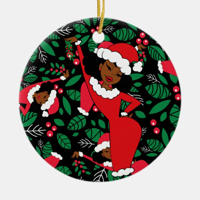 Mistletoe Love Ceramic Ornament (Front)