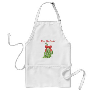 Mistletoe Madness! Kiss The Cook! on a Adult Apron