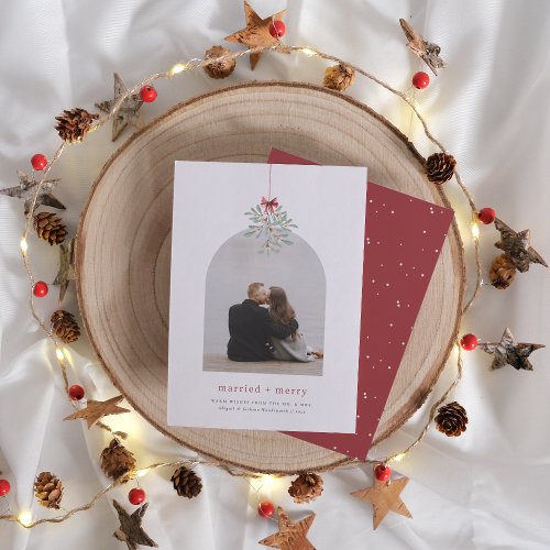 Mistletoe Magic  Minimalist Arch Photo Christmas Holiday Card