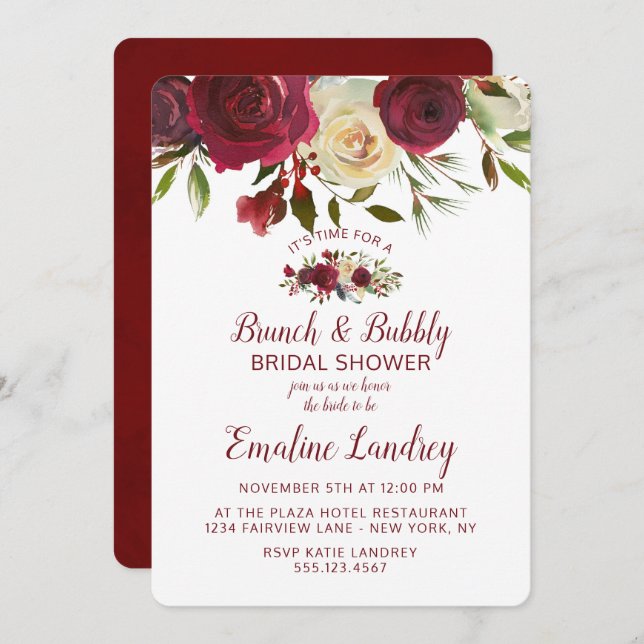 Mistletoe Manor Chic Brunch & Bubbly Bridal Shower Invitation (Front/Back)