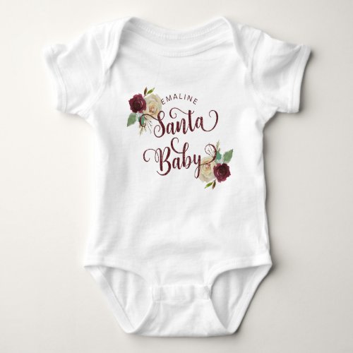 Mistletoe Manor Christmas Floral Santa Baby Girl Baby Bodysuit