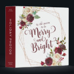 Mistletoe Manor Christmas Merry Bright Photo Album 3 Ring Binder<br><div class="desc">Mistletoe Manor Watercolor Roses & Flowers Design with Hand Painted Stems, Vines, Leaves, Foliage. Colorful Marsala, Wine Red, Merlot, Ivory Cream, Burgundy, and Hints of Yellow. With Swirly Chic Hand Lettered Brush Script Typography Fonts, Rose Gold Glitter Foil Geometric Frame, and Elegant floral Bouquet- Christmas & Holiday tis the season...</div>