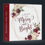 Mistletoe Manor Christmas Merry Bright Photo Album 3 Ring Binder<br><div class="desc">Mistletoe Manor Watercolor Roses & Flowers Design with Hand Painted Stems, Vines, Leaves, Foliage. Colorful Marsala, Wine Red, Merlot, Ivory Cream, Burgundy, and Hints of Yellow. With Swirly Chic Hand Lettered Brush Script Typography Fonts, Rose Gold Glitter Foil Geometric Frame, and Elegant floral Bouquet- Christmas & Holiday tis the season...</div>
