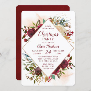 Mistletoe Manor Floral Christmas Holiday Party Invitation