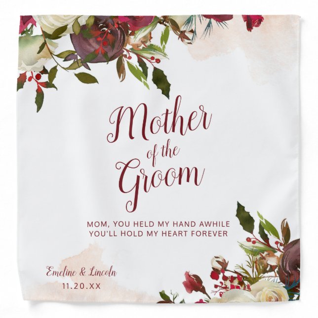 Mistletoe Manor Mother of the Groom Handkerchief Bandana (Front)