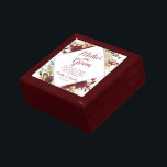Mistletoe Manor Mother of the Groom Personalized Gift Box<br><div class="desc">Mistletoe Manor Watercolor Lush Winter Roses Design with Hand Painted Florals, Holly Berry Leaves, Pine Sprig Foliage, and Watercolor Paint Brush Strokes. Colorful Marsala, Wine Merlot Red, Burgundy, Ivory Cream, and Green. With Swirly Chic Typography Brush Script Fonts and Elegant Rose Gold Glitter Foil Geometric Diamond Frame - Mother of...</div>