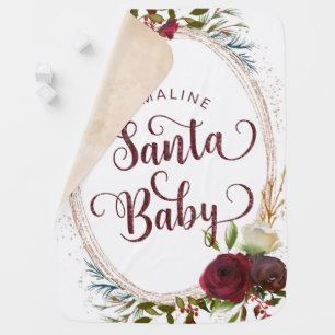 Mistletoe Manor Oval Floral Frame Santa Baby Blanket