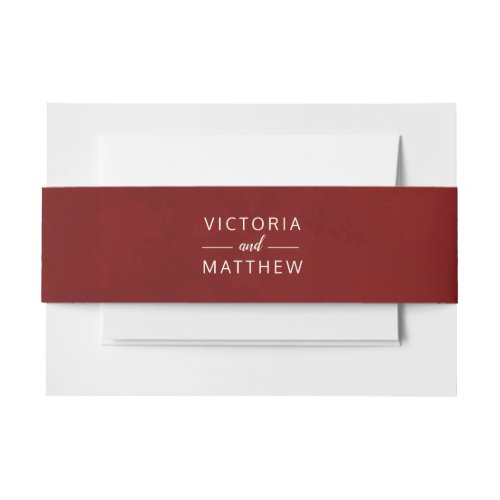 Mistletoe Manor Red Watercolor Wedding Monogram Invitation Belly Band