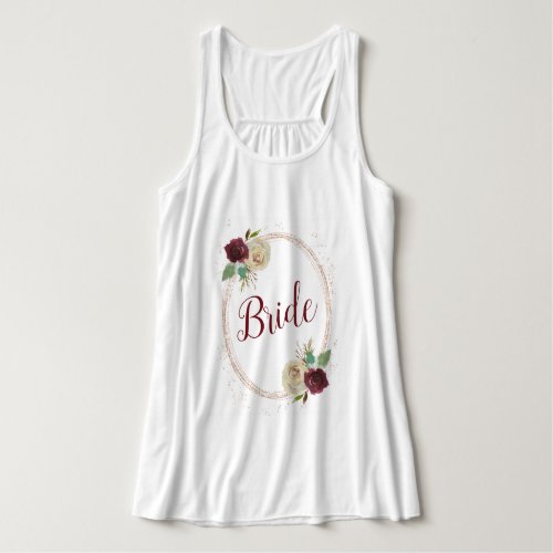 Mistletoe Manor Rose Gold Oval Floral Frame Bride Tank Top