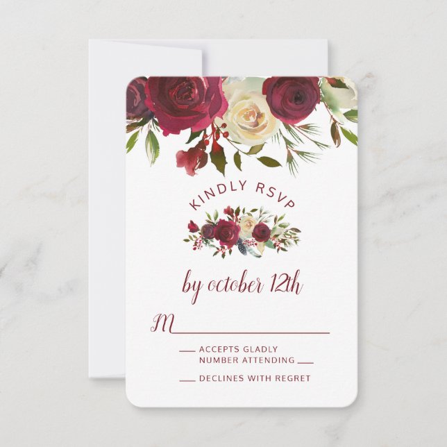 Mistletoe Manor Top Border Wedding RSVP Reply (Front)