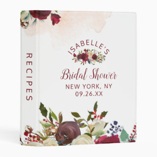 Mistletoe Manor Watercolor Bridal Shower Recipe Mini Binder