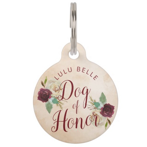 Mistletoe Manor Watercolor Floral Dog of Honor Pet ID Tag