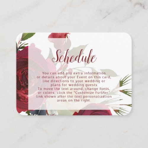 Mistletoe Manor Watercolor Floral Wedding Schedule Enclosure Card