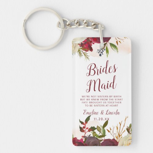 Mistletoe Manor Watercolor To the Bridesmaid Quote Keychain