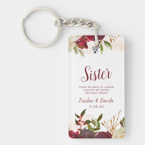 Mistletoe Manor Watercolor To the Sister Quote Keychain