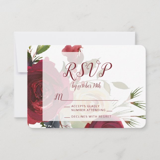 Mistletoe Manor Watercolor Wedding RSVP Response (Front)