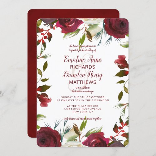 Mistletoe Manor Watercolor Winter Border Wedding Invitation