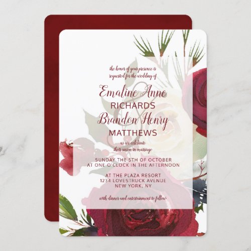 Mistletoe Manor Watercolor Winter Framed Wedding Invitation