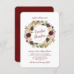 Mistletoe Manor Watercolor Winter Wreath Wedding Invitation